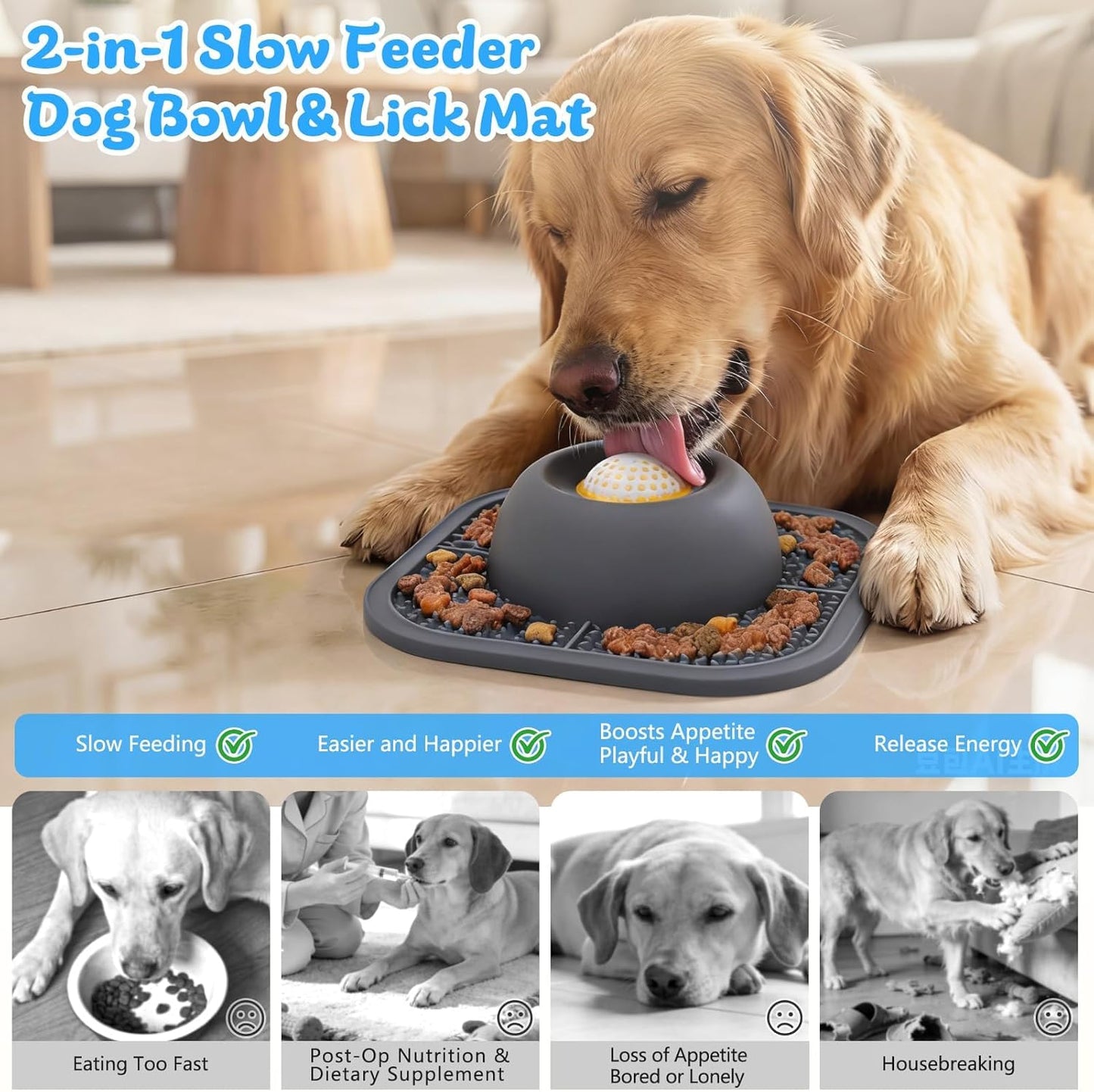 PawFeast™ 2-in-1 Slow Feeder Bowl & Lick Mat