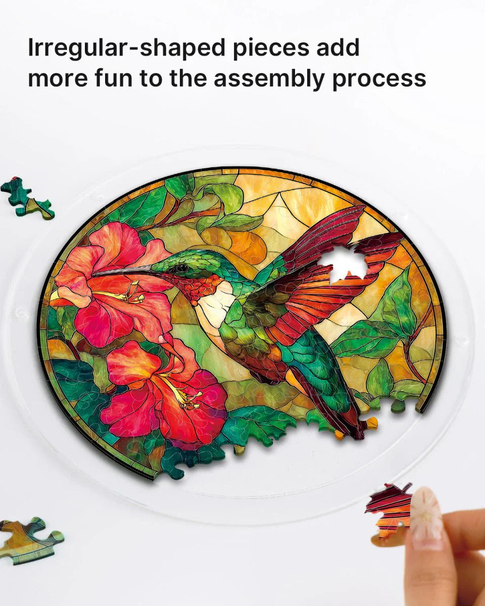 Emerald Flame Hummingbird Light Puzzle Suncatcher
