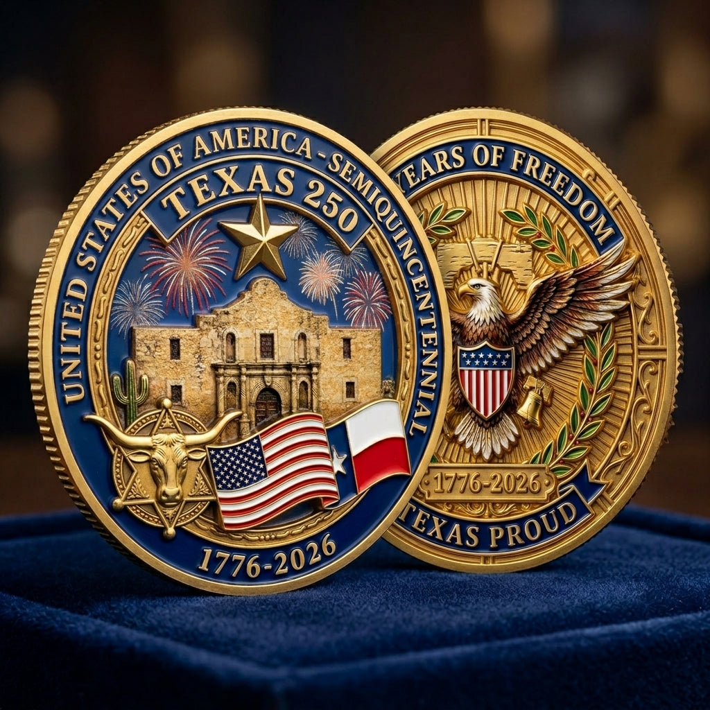 Texas Proud 250th Anniversary Gold Coin – America 1776–2026 Patriotic Gift for Texans