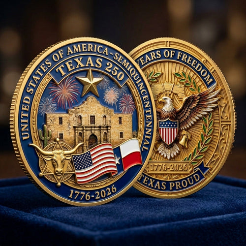 Texas Proud 250th Anniversary Gold Coin – America 1776–2026 Patriotic Gift for Texans
