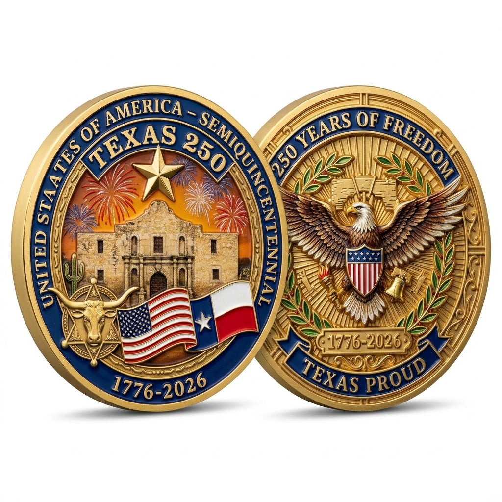 United States 250th Anniversary Coin - Texas,1776-2026, Patriotic Gift