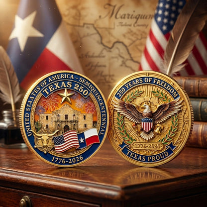 Texas Proud 250th Anniversary Gold Coin – America 1776–2026 Patriotic Gift for Texans
