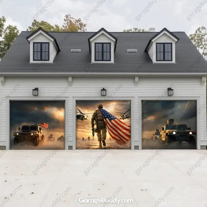 Forged In Freedom | Patriotic Veterans Garage Door Cover