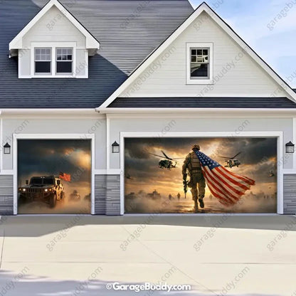 Forged In Freedom | Patriotic Veterans Garage Door Cover