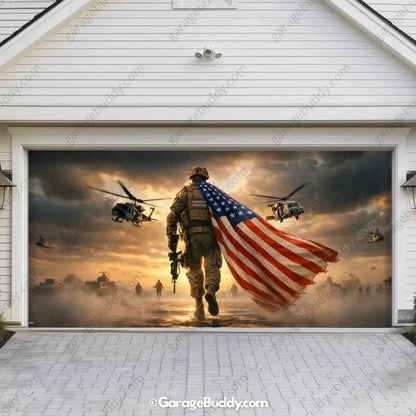 Forged In Freedom | Patriotic Veterans Garage Door Cover