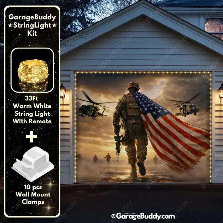 Forged In Freedom | Patriotic Veterans Garage Door Cover