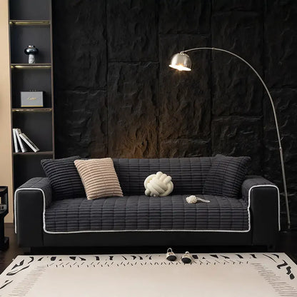 One-Piece Cozy Flannel Sofa Protection Non-Slip Couch Cover