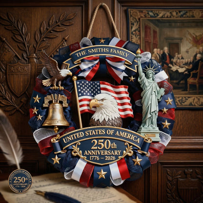 America 250th Anniversary - Personalized Patriot Wood Wreath