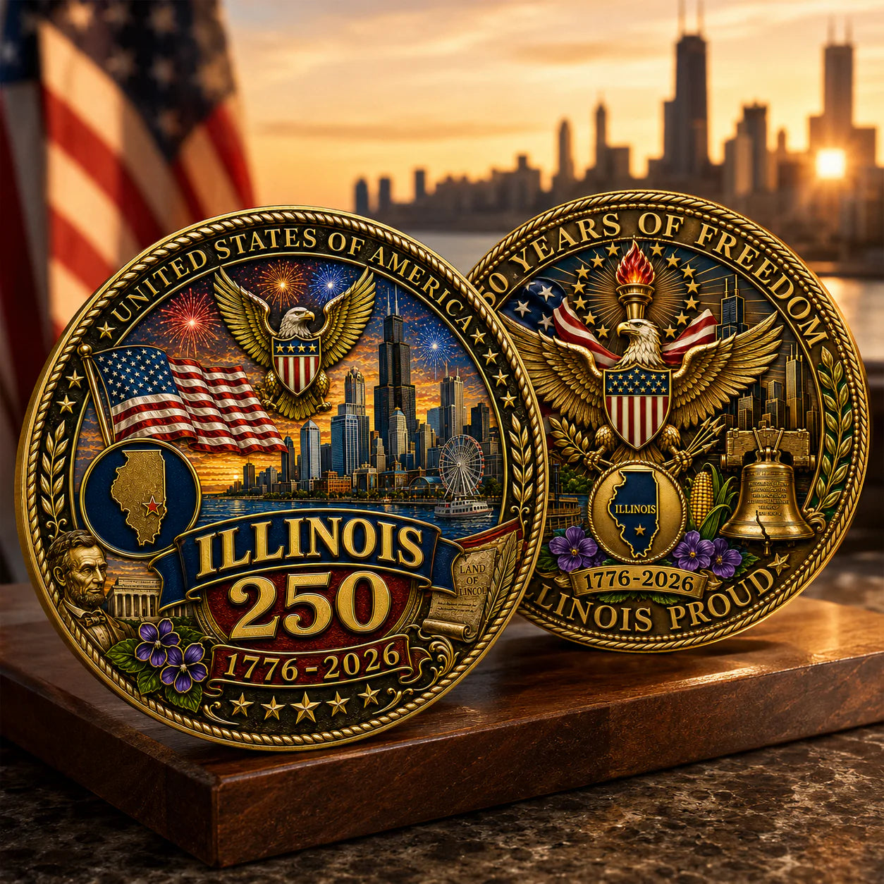 All State Proud 250th Anniversary Gold Coin – Patriotic Gift for Americans