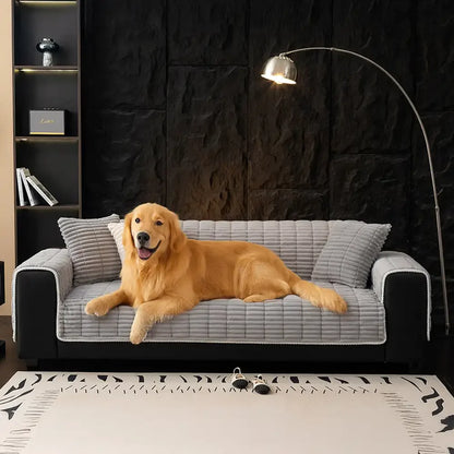 One-Piece Cozy Flannel Sofa Protection Non-Slip Couch Cover