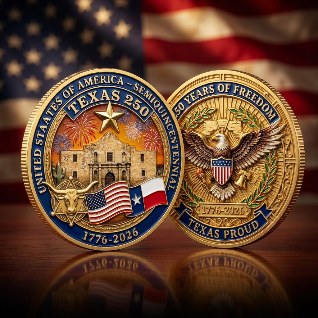 United States 250th Anniversary Coin - Texas,1776-2026, Patriotic Gift