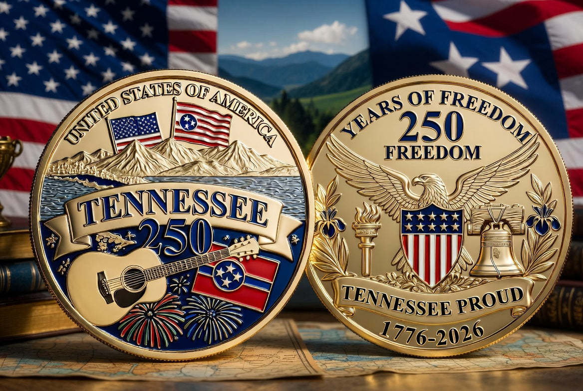 All State Proud 250th Anniversary Gold Coin – Patriotic Gift for Americans