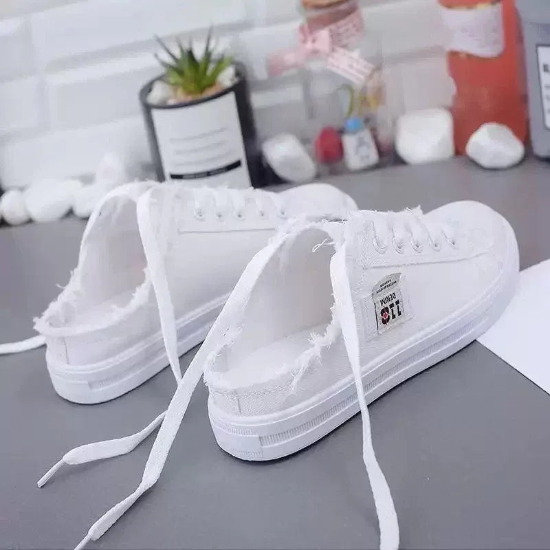 Women’s Frayed Denim Mule Sneakers