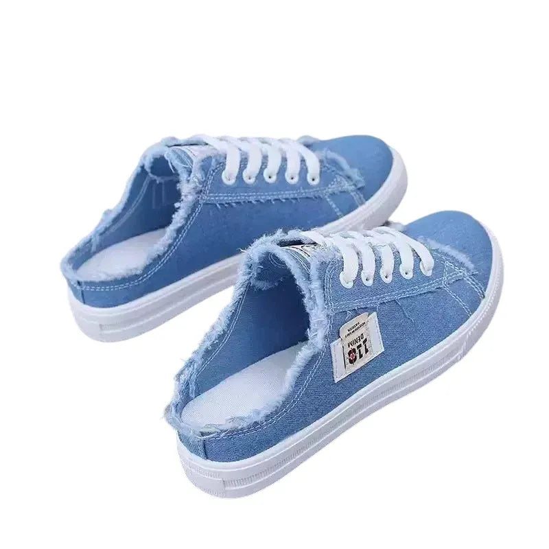 Women’s Frayed Denim Mule Sneakers